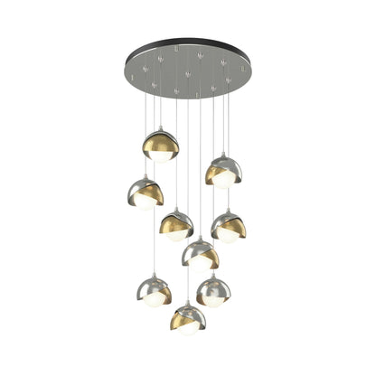 Brooklyn Standard Round Multi Light Pendant Light in Sterling/Modern Brass (Standard).