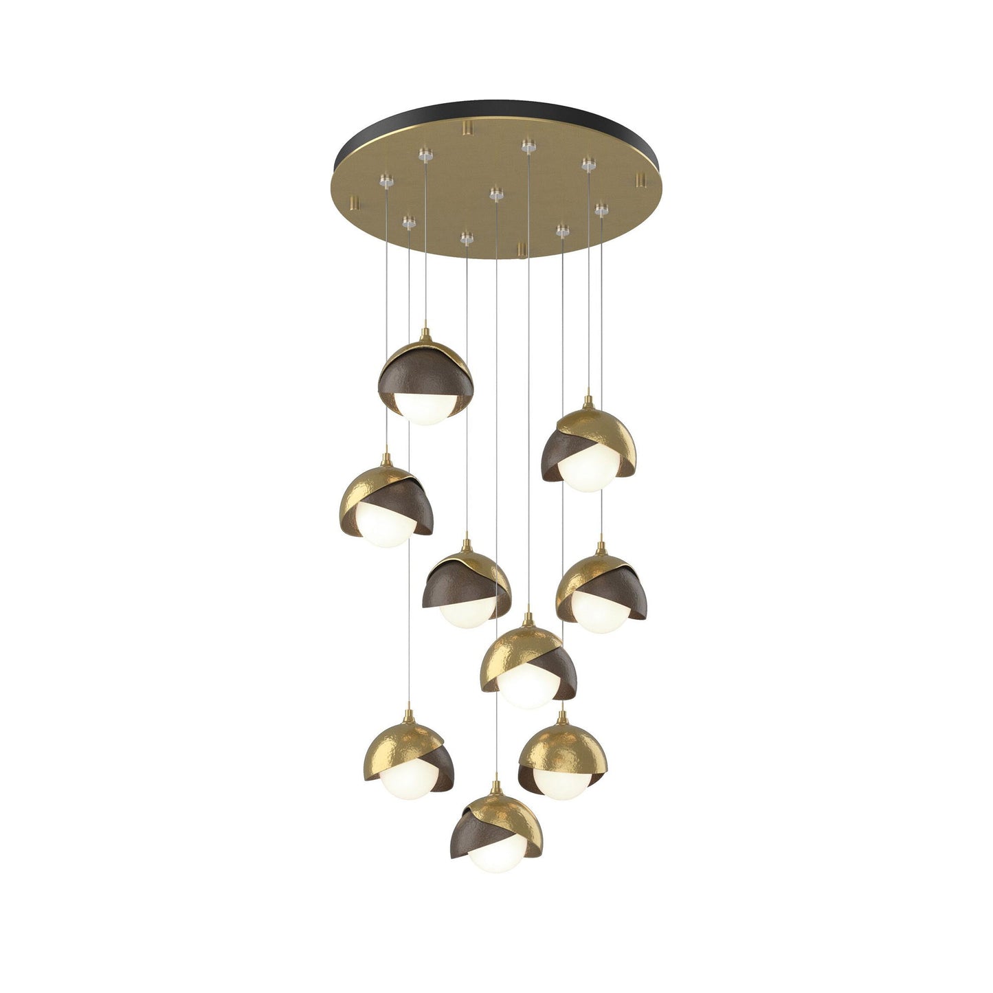 Brooklyn Standard Round Multi Light Pendant Light in Modern Brass/Bronze (Standard).