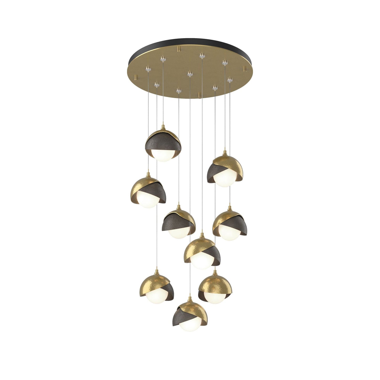 Brooklyn Standard Round Multi Light Pendant Light in Modern Brass/Dark Smoke (Standard).