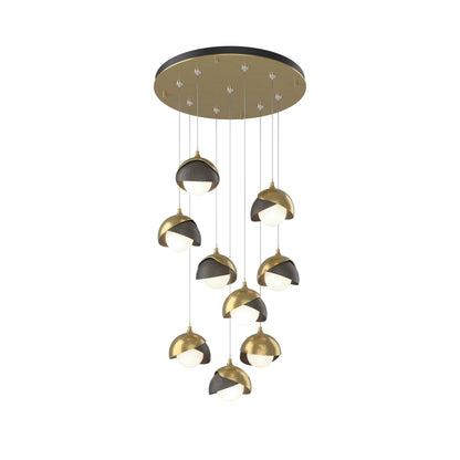 Brooklyn Standard Round Multi Light Pendant Light in Modern Brass/Dark Smoke (Standard).