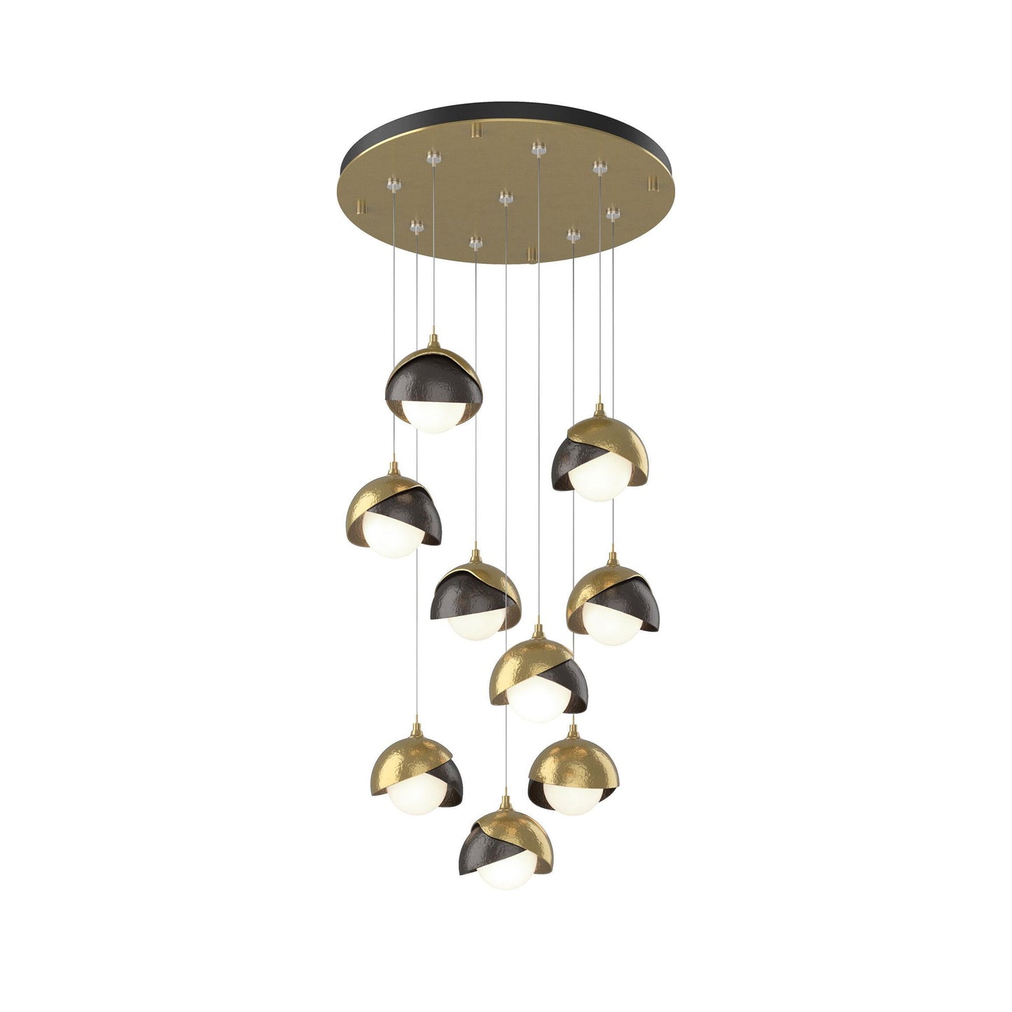 Brooklyn Standard Round Multi Light Pendant Light in Modern Brass/Oil Rubbed Bronze (Standard).