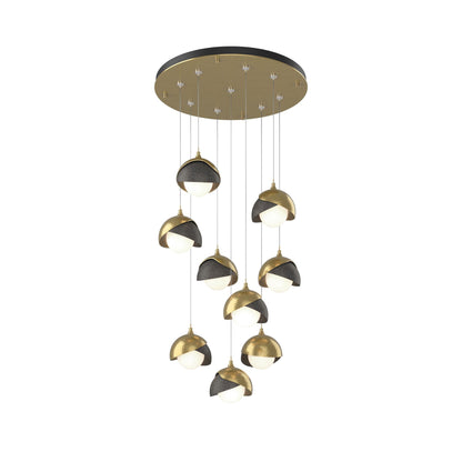 Brooklyn Standard Round Multi Light Pendant Light in Modern Brass/Natural Iron (Standard).