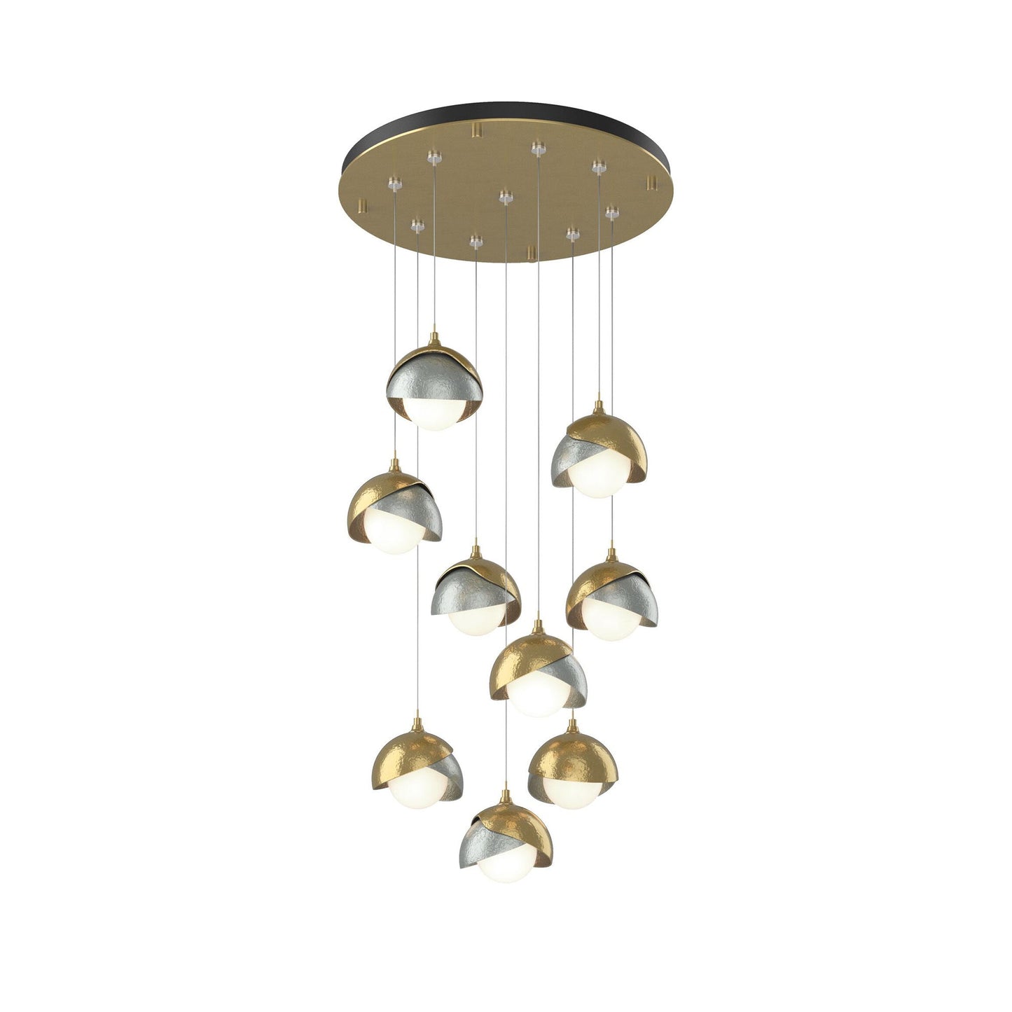 Brooklyn Standard Round Multi Light Pendant Light in Modern Brass/Vintage Platinum (Standard).