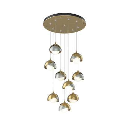 Brooklyn Standard Round Multi Light Pendant Light in Modern Brass/Vintage Platinum (Standard).