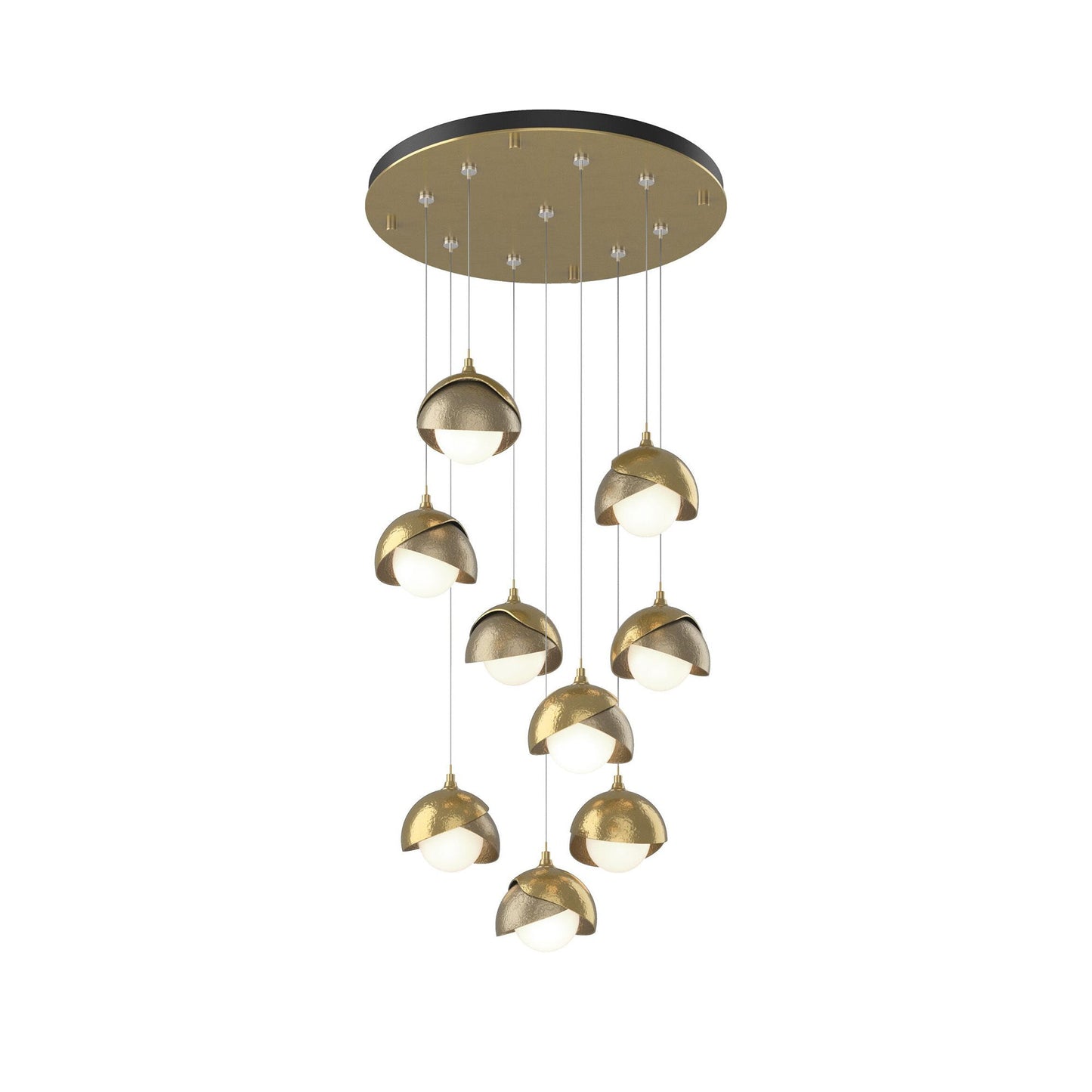 Brooklyn Standard Round Multi Light Pendant Light in Modern Brass/Soft Gold (Standard).