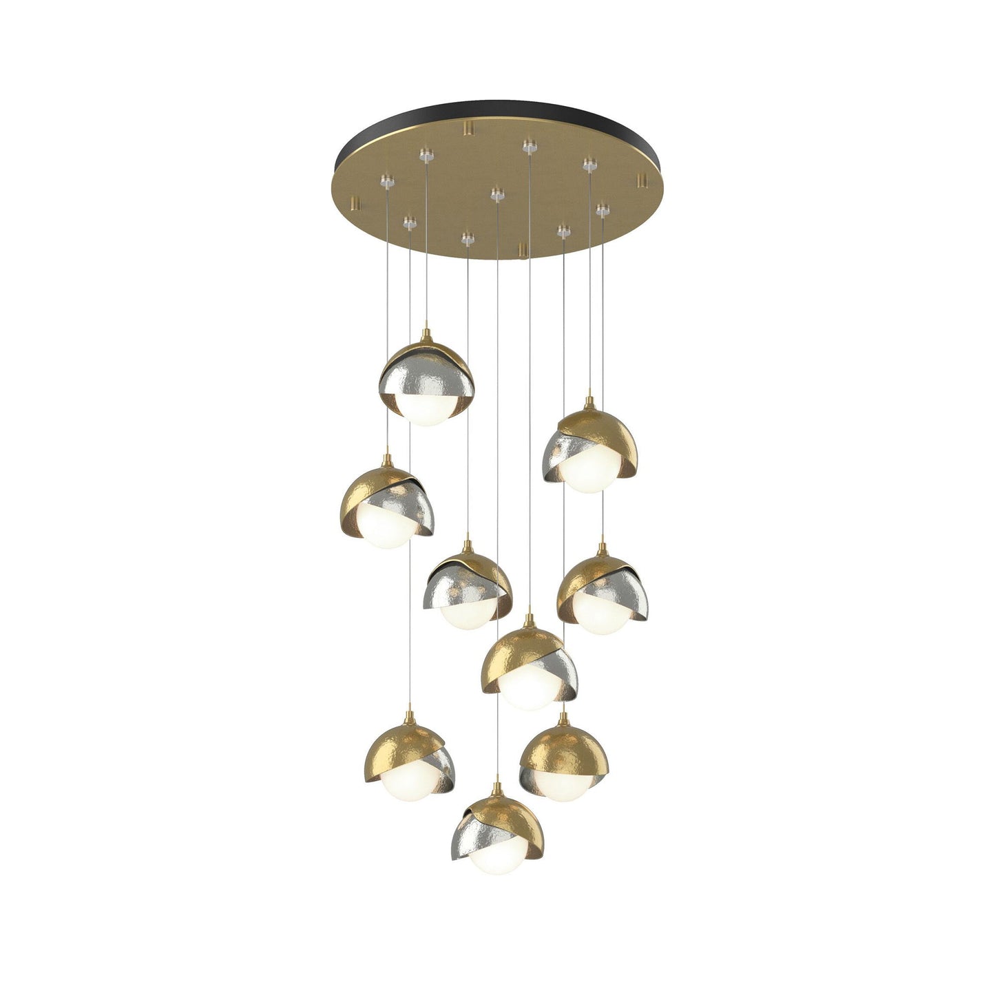 Brooklyn Standard Round Multi Light Pendant Light in Modern Brass/Sterling (Standard).
