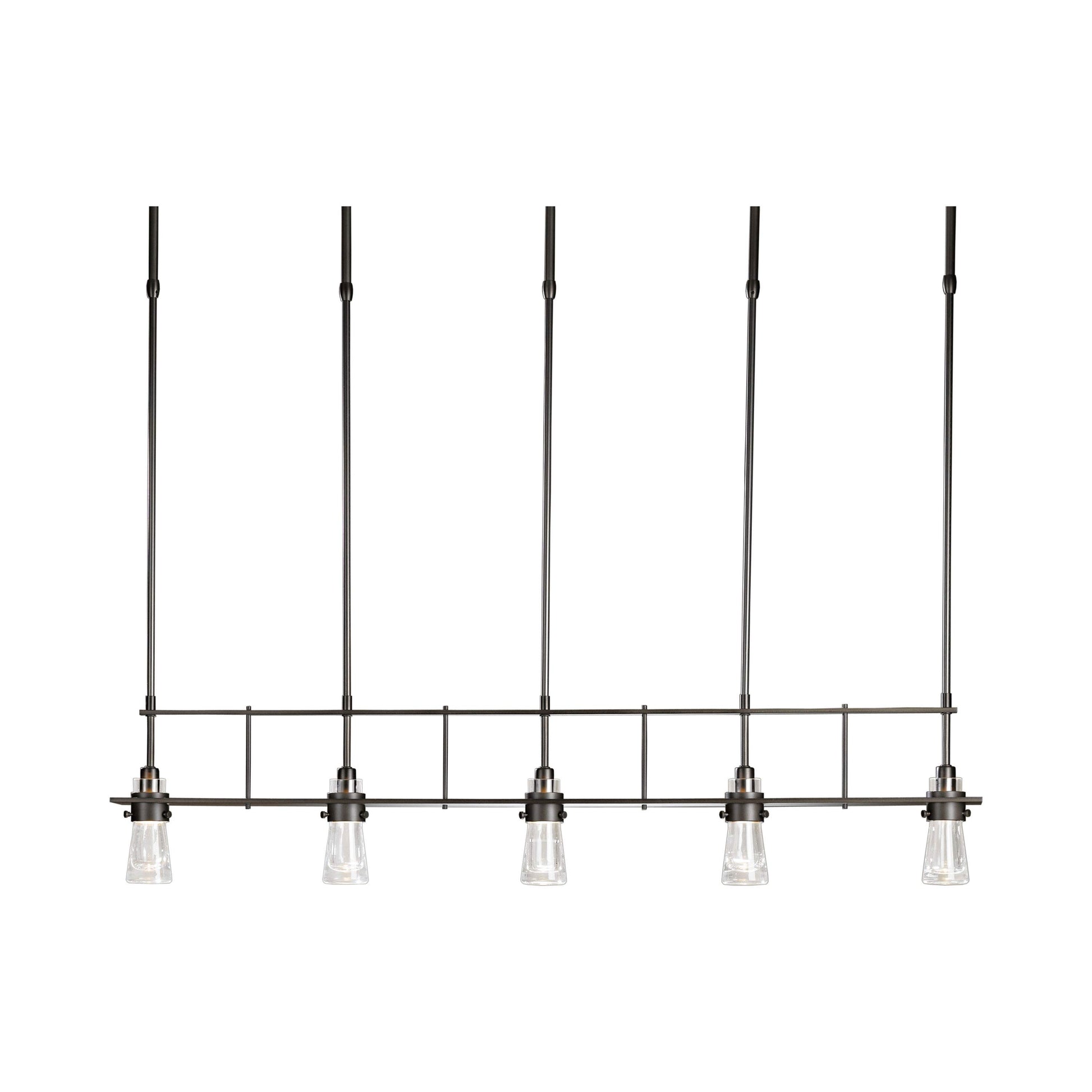 Erlenmeyer Multi-Light Pendant Light in 5-Light/Short/Black/Clear Bubble Glass.