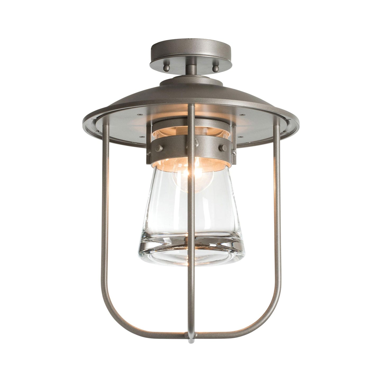 Erlenmeyer Outdoor Semi-Flush Mount Ceiling Light in Coastal Black.