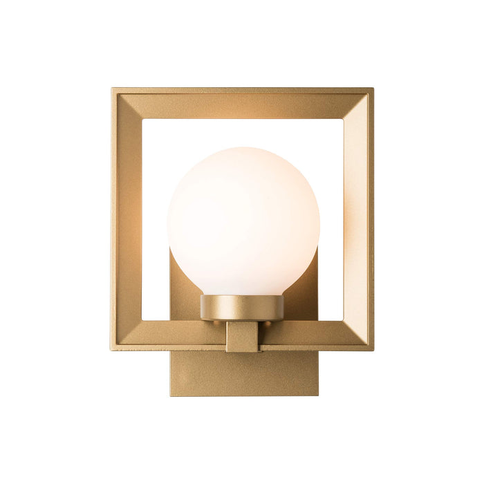 Frame Outdoor Wall Light in Small/Coastal Black/Opal Glass.