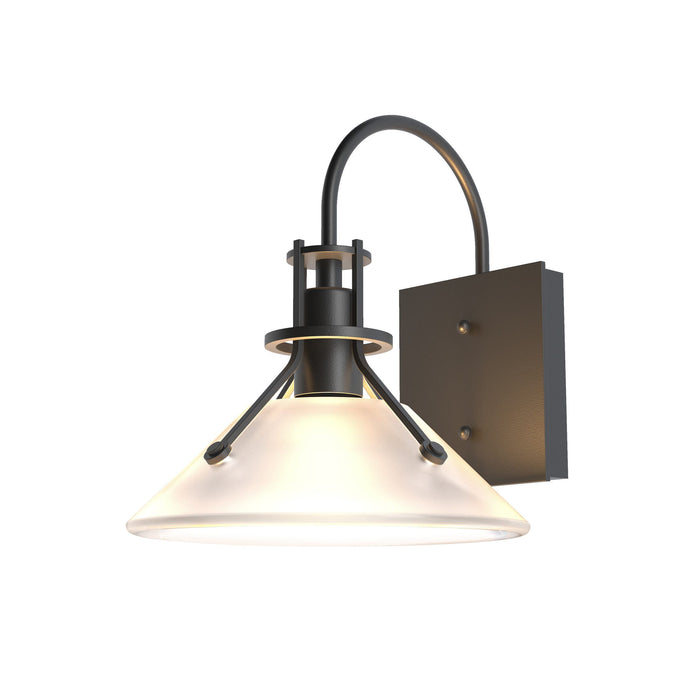Henry Glass Shade Outdoor Wall Light in Small/Coastal Black/Frosted Glass.