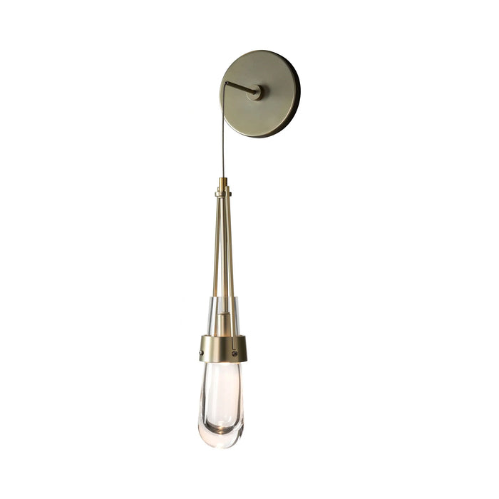 Link Low Voltage LED Wall Light in Modern Brass/Clear Glass.