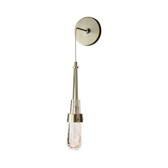 Link Low Voltage LED Wall Light in Modern Brass/Clear/White Threading Glass.