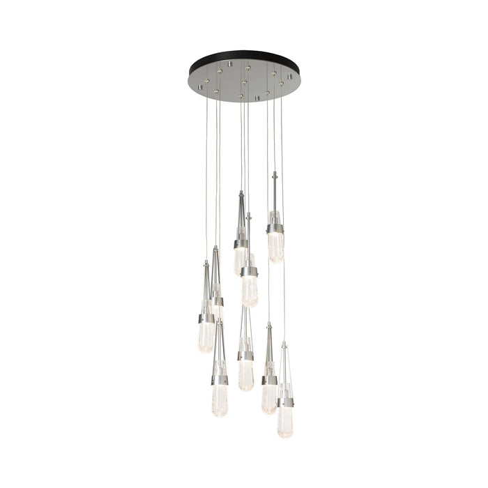 Link Round LED Multi Light Pendant Light in Sterling/Clear Bubble Glass (Standard).