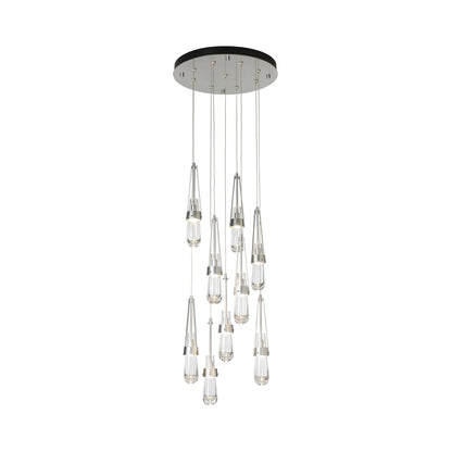 Link Round LED Multi Light Pendant Light in Sterling/Clear Glass (Standard).