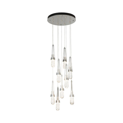 Link Round LED Multi Light Pendant Light in Sterling/Clear/White Threading Glass (Standard).