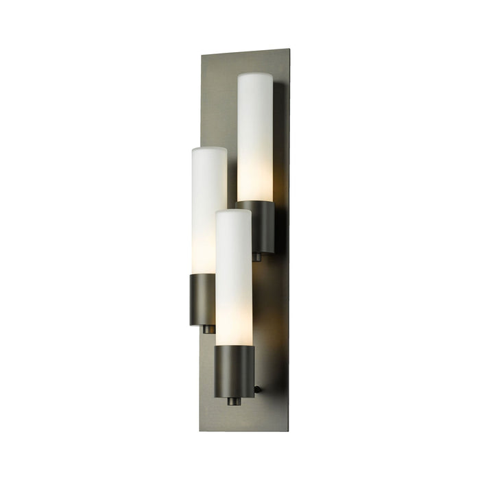 Pillar Wall Light in 3-Light/Left Orientation/Mahogany/Opal Glass.