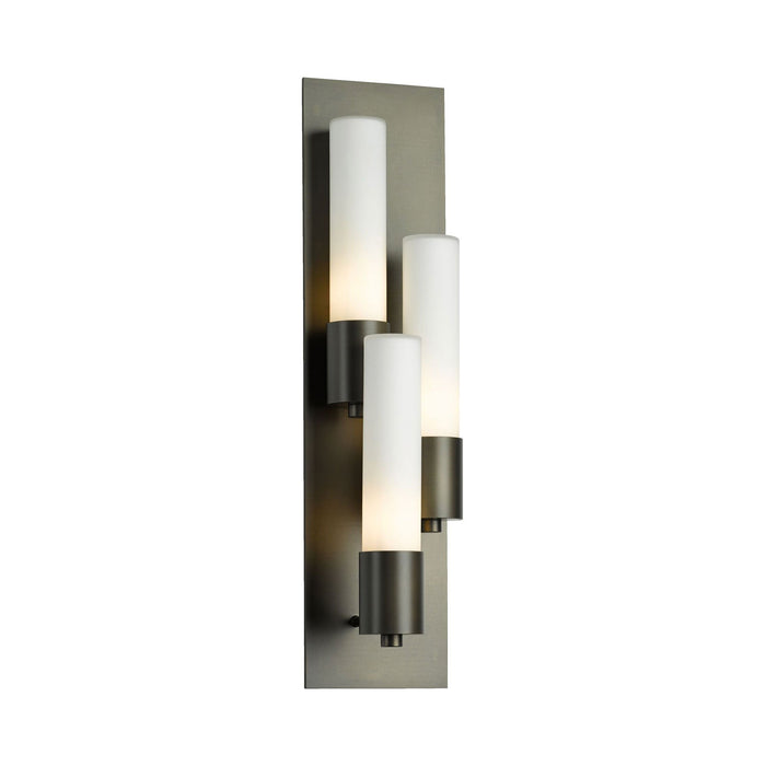 Pillar Wall Light in 3-Light/Right Orientation/Mahogany/Opal Glass.