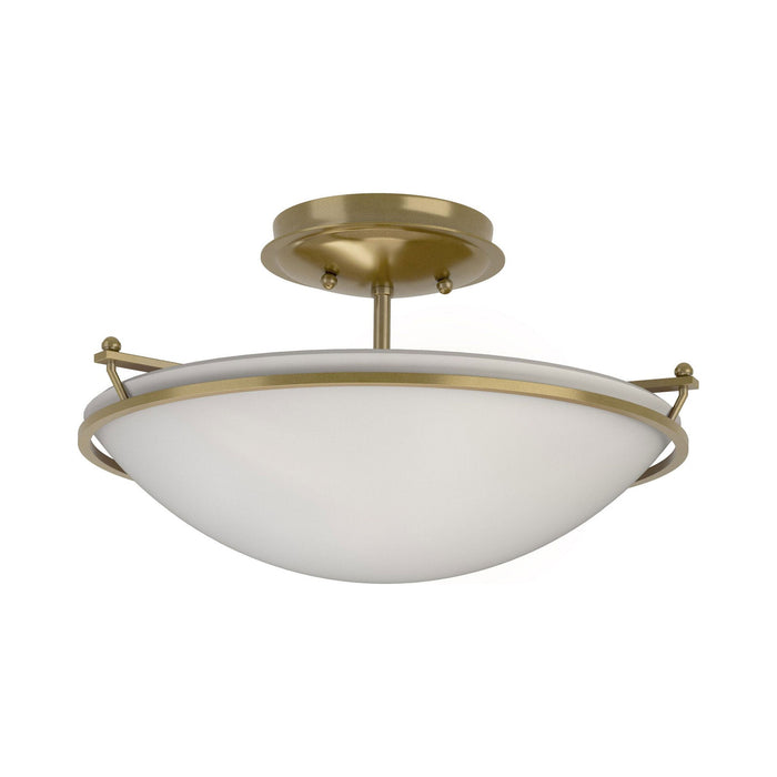 Plain Semi Flush Mount Ceiling Light in Modern Brass/Opal Glass (Small).