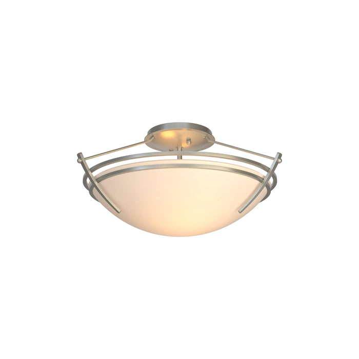 Presidio Tryne Semi Flush Mount Ceiling Light in Vintage Platinum/Opal Glass (7.7-Inch).