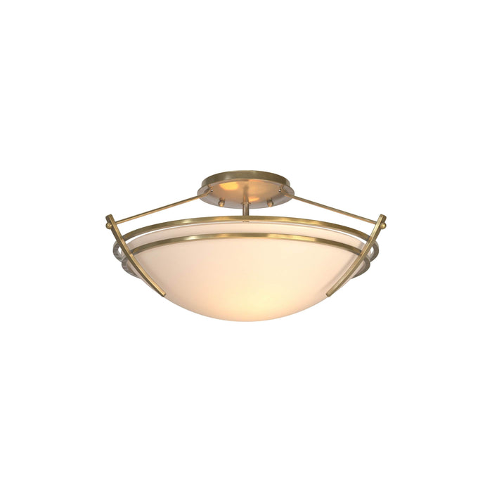 Presidio Tryne Semi Flush Mount Ceiling Light in Modern Brass/Opal Glass (7.7-Inch).