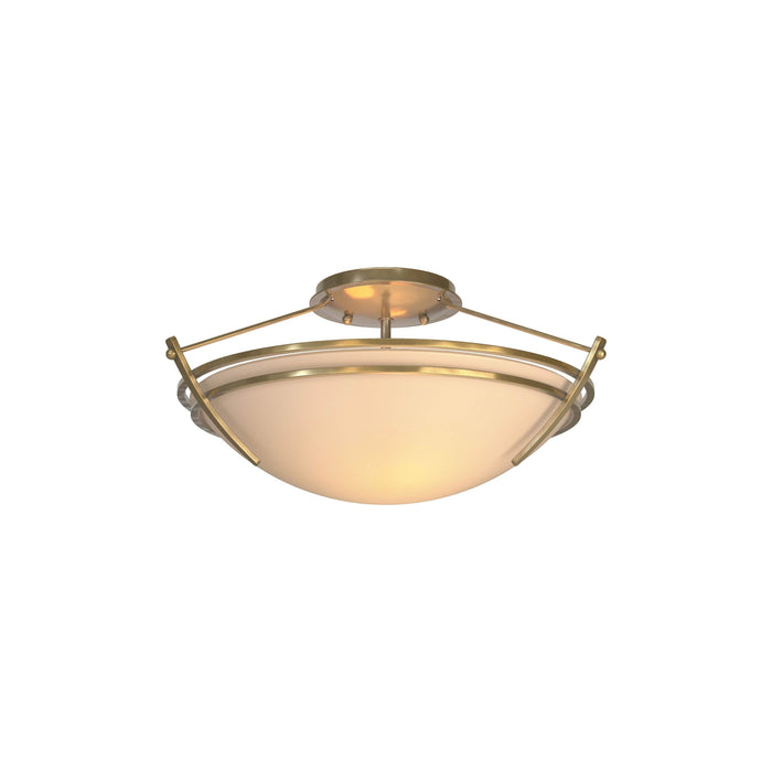 Presidio Tryne Semi Flush Mount Ceiling Light in Modern Brass/Sand Glass (7.7-Inch).