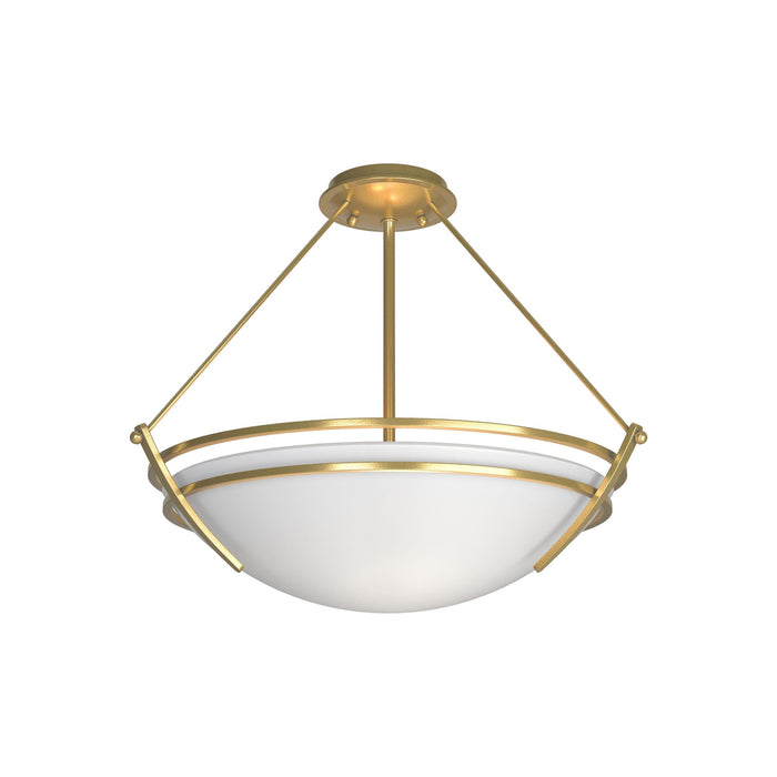 Presidio Tryne Semi Flush Mount Ceiling Light in Modern Brass/Opal Glass (16.8-Inch).