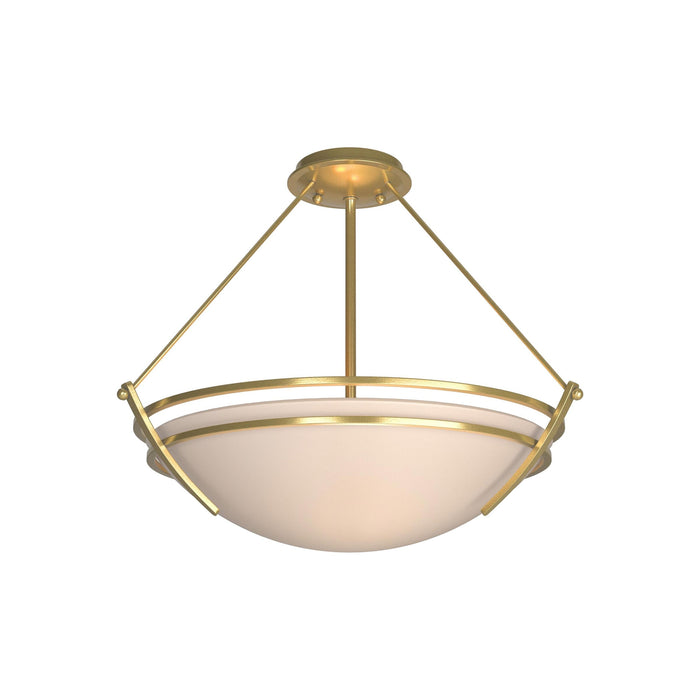 Presidio Tryne Semi Flush Mount Ceiling Light in Modern Brass/Sand Glass (16.8-Inch).