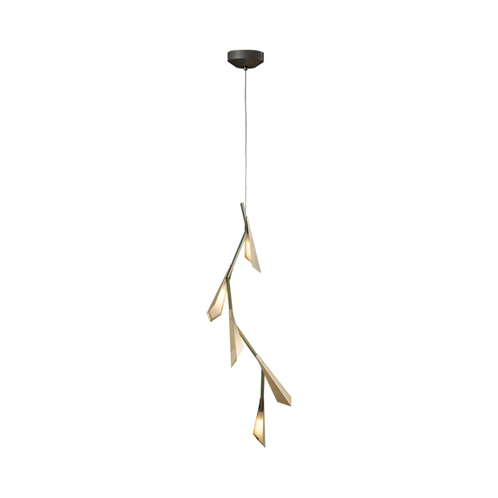 Quill LED Pendant Light in Circular/Soft Gold.