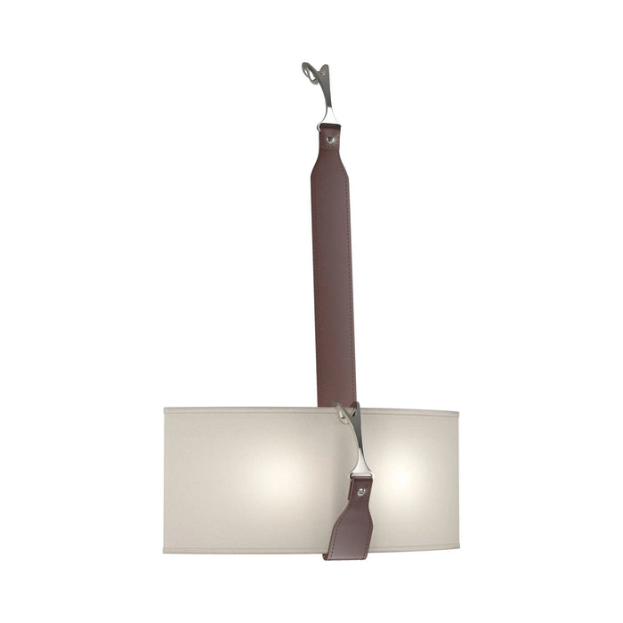 Saratoga LED Wall Light in Natural Linen/Leather British Brown.