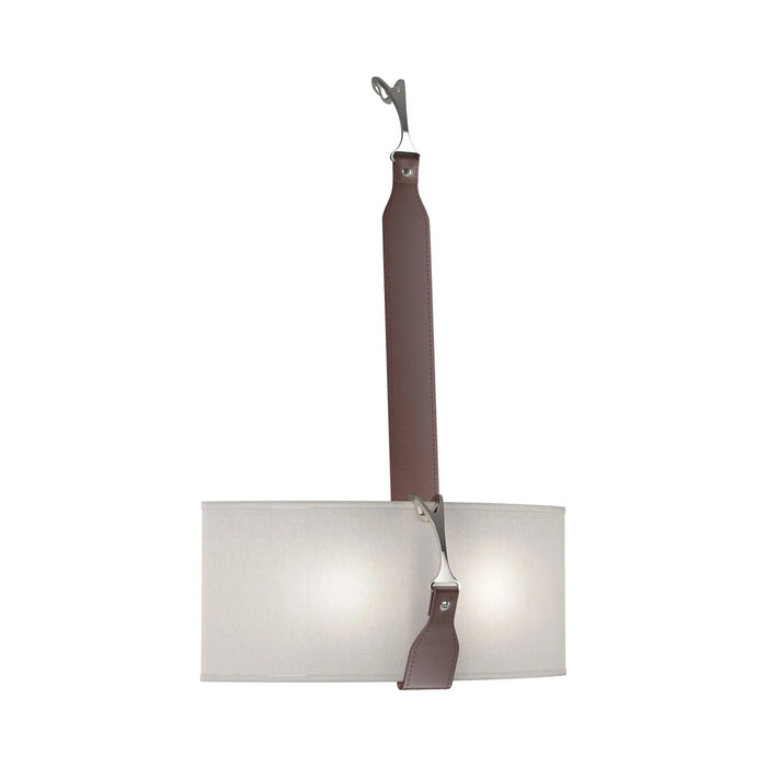 Saratoga LED Wall Light in Flax/Leather British Brown.