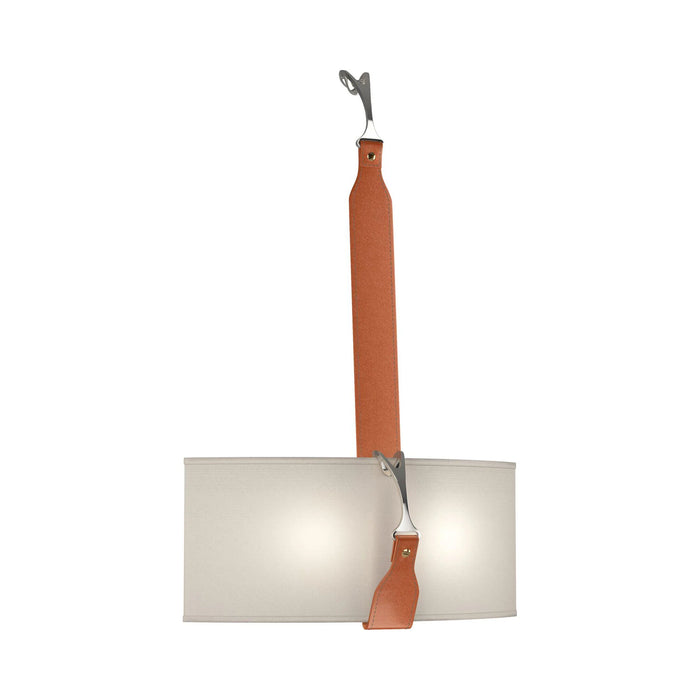 Saratoga LED Wall Light in Natural Linen/Leather Chestnut.