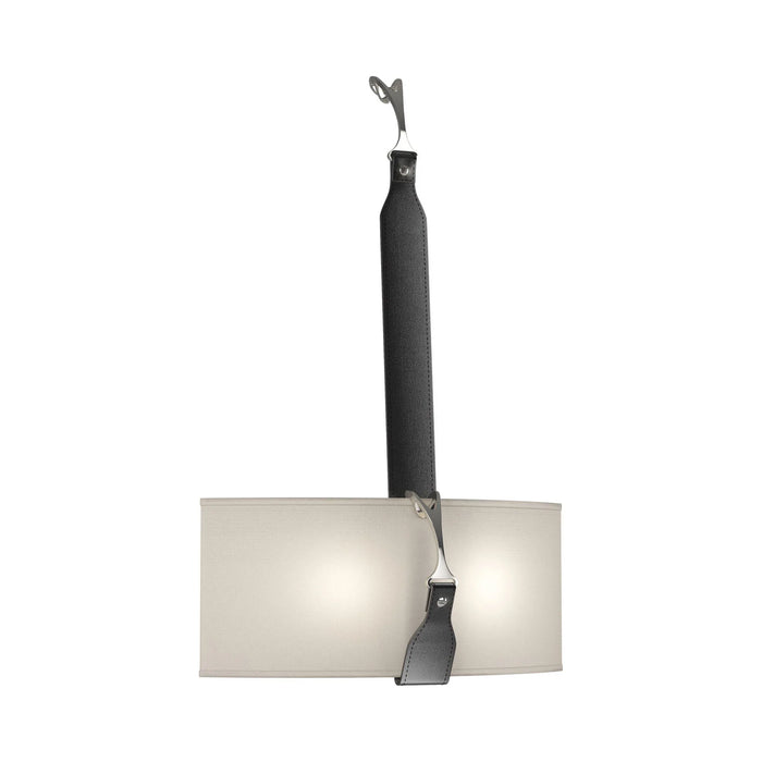 Saratoga LED Wall Light in Natural Linen/Leather Black.