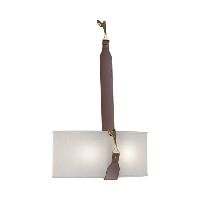 Saratoga LED Wall Light in Flax/Leather British Brown.