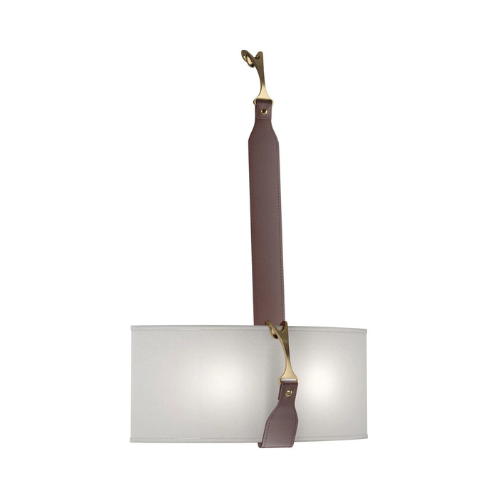 Saratoga LED Wall Light in Light Grey/Leather British Brown.