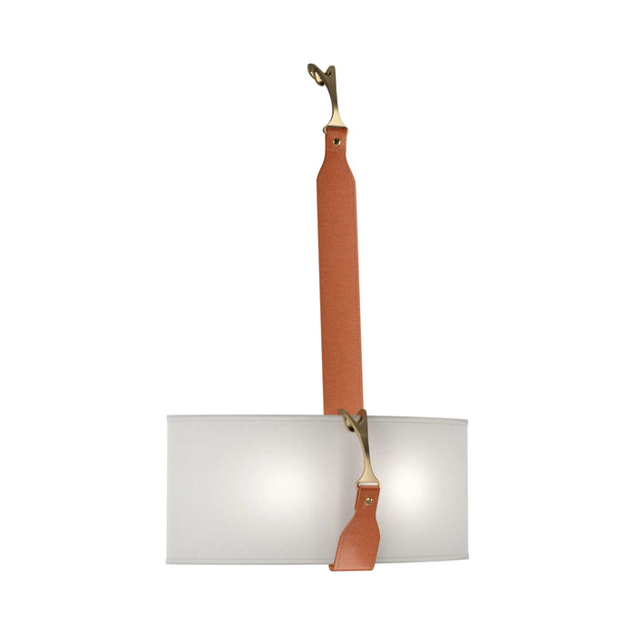 Saratoga LED Wall Light in Natural Anna/Leather Chestnut.