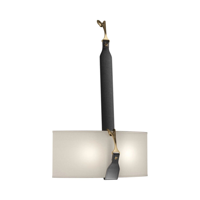 Saratoga LED Wall Light in Natural Linen/Leather Black.