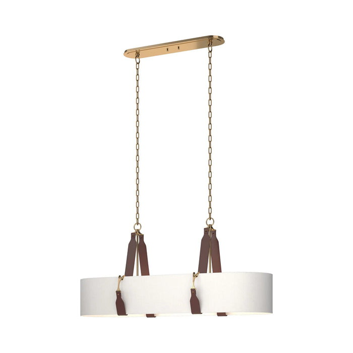 Saratoga Oval Pendant Light in Antique Brass/Leather British Brown/Natural Anna.