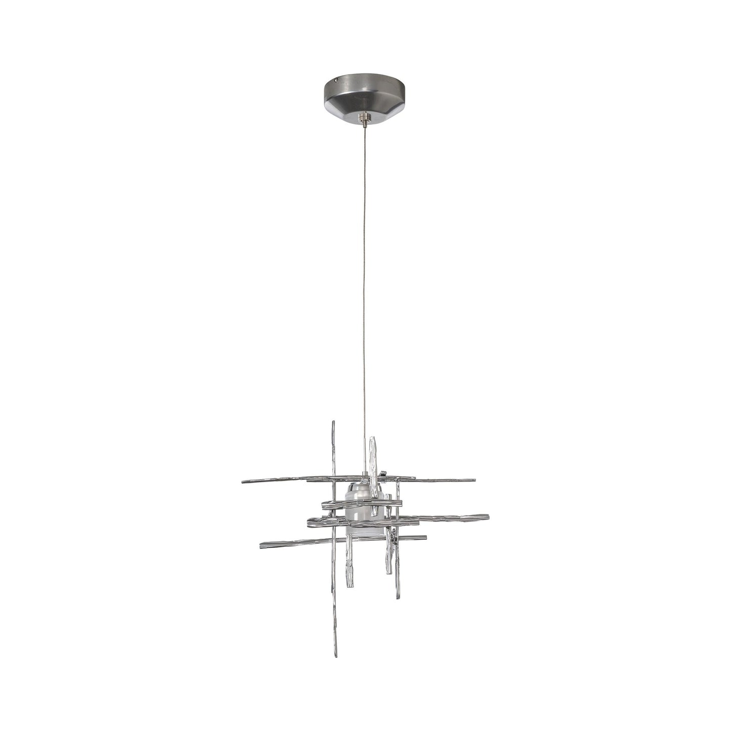 Tura Mini Pendant Light in Sterling/Frosted Glass.