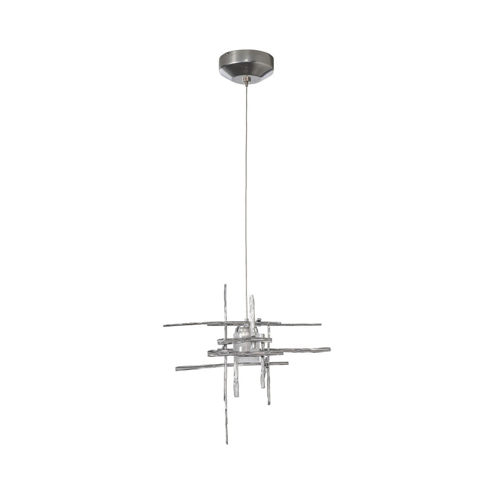 Tura Mini Pendant Light in Sterling/Frosted Glass.