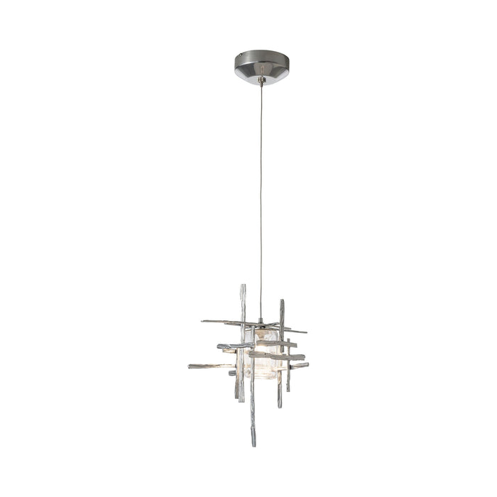 Tura Mini Pendant Light in Sterling/Seeded Clear Glass.