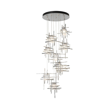 Tura Multi Light Pendant Light in Sterling/Seeded Clear Glass (Standard/9-Light).