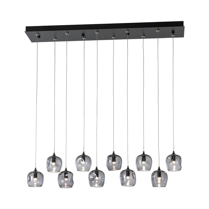 Ume LED Linear Pendant Light in Black/Cool Grey Glass.