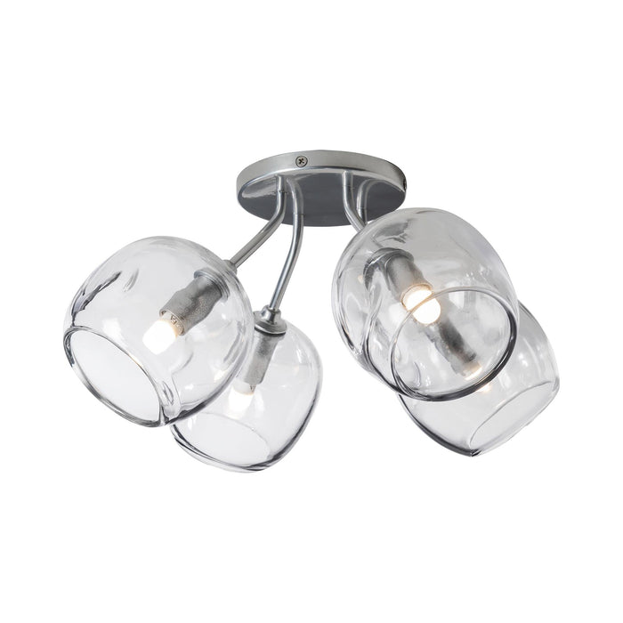 Ume Multi Light Semi Flush Ceiling Light in Sterling/Clear Glass (4-Light).