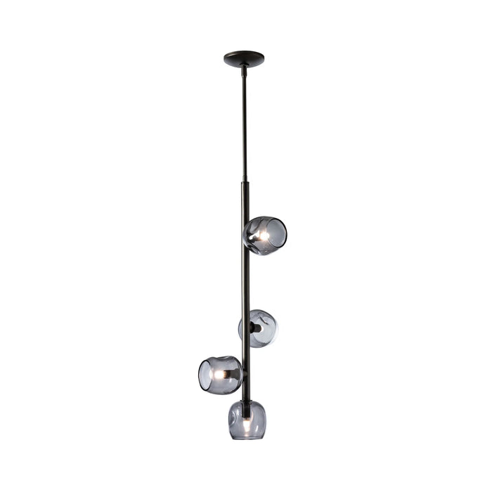 Ume Vertical Pendant Light in Oil Rubbed Bronze/Cool Grey Glass.