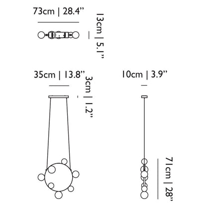 Hubble Bubble Chandelier - line drawing.