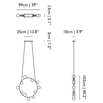 Hubble Bubble Chandelier - line drawing.