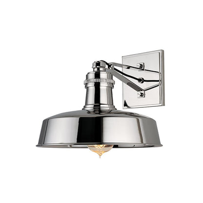 Hudson Falls Wall Light in Polished Nickel.