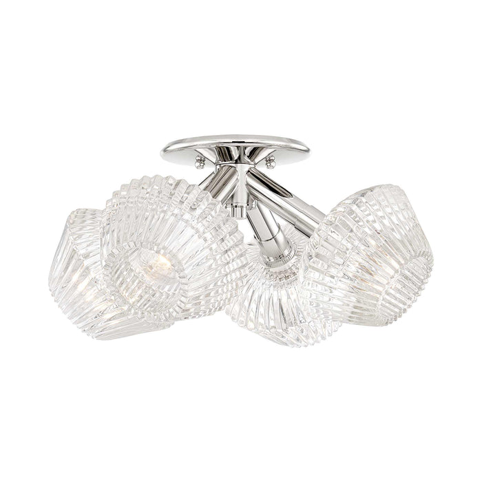 Barclay Semi Flush Mount Ceiling Light in Polished Nickel.