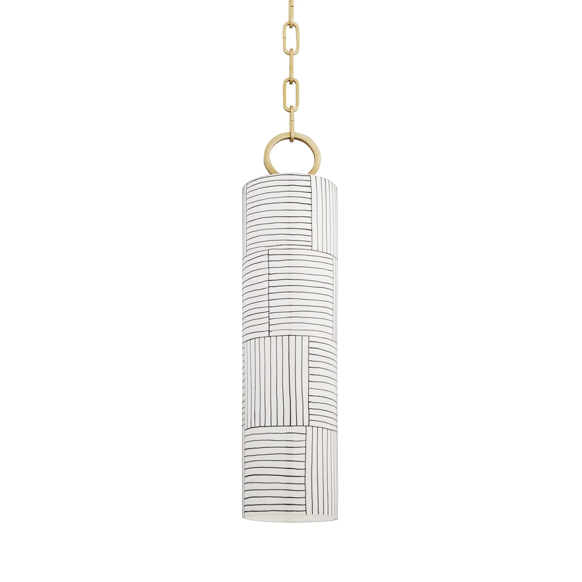 Brooklyn Pendant Light in Aged Brass/Stripe Combo.