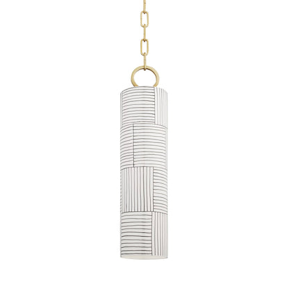 Brooklyn Pendant Light in Aged Brass/Stripe Combo.